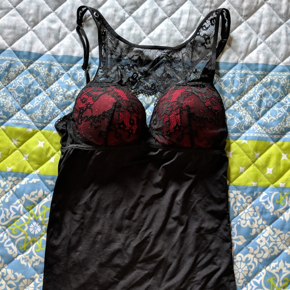 Satin and Lace Chemise with Underwire bra